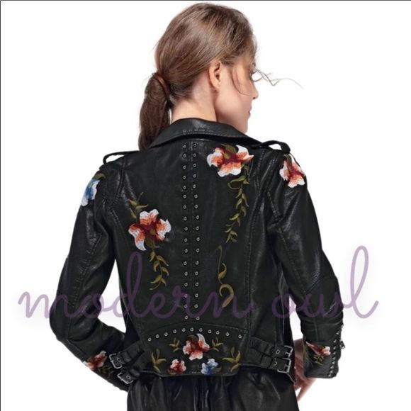 025-BEAUTIFUL EMBROIDERED Leather Jacket - Picture 3 of 7
